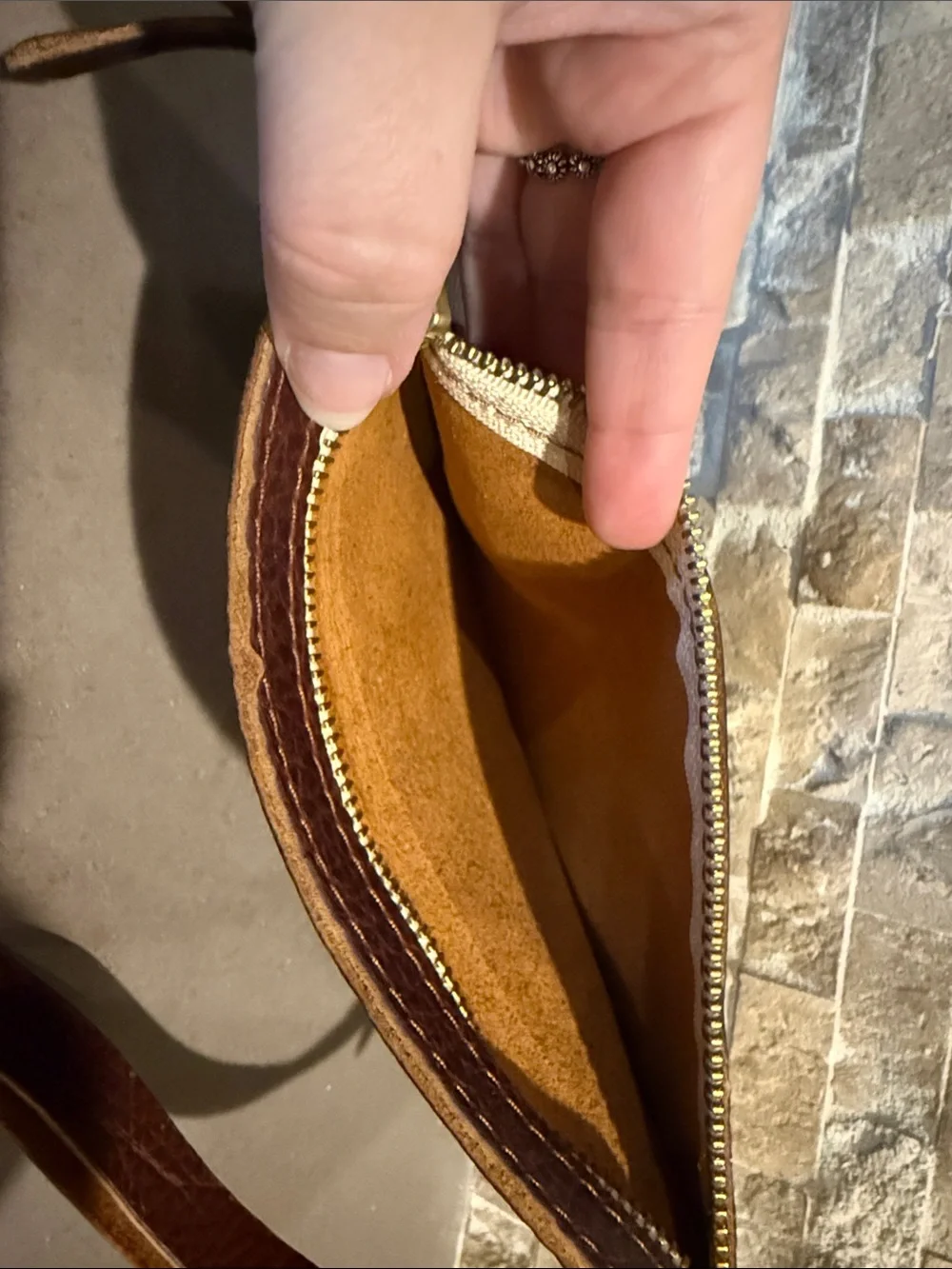 SLG PLG Portland Leather Dark Brown Zip Wristlet Wallet